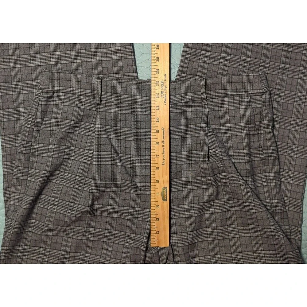 J.Crew Grey Glen Plaid Wide Leg Trousers High Rise Women's 16 W38 L29 Business